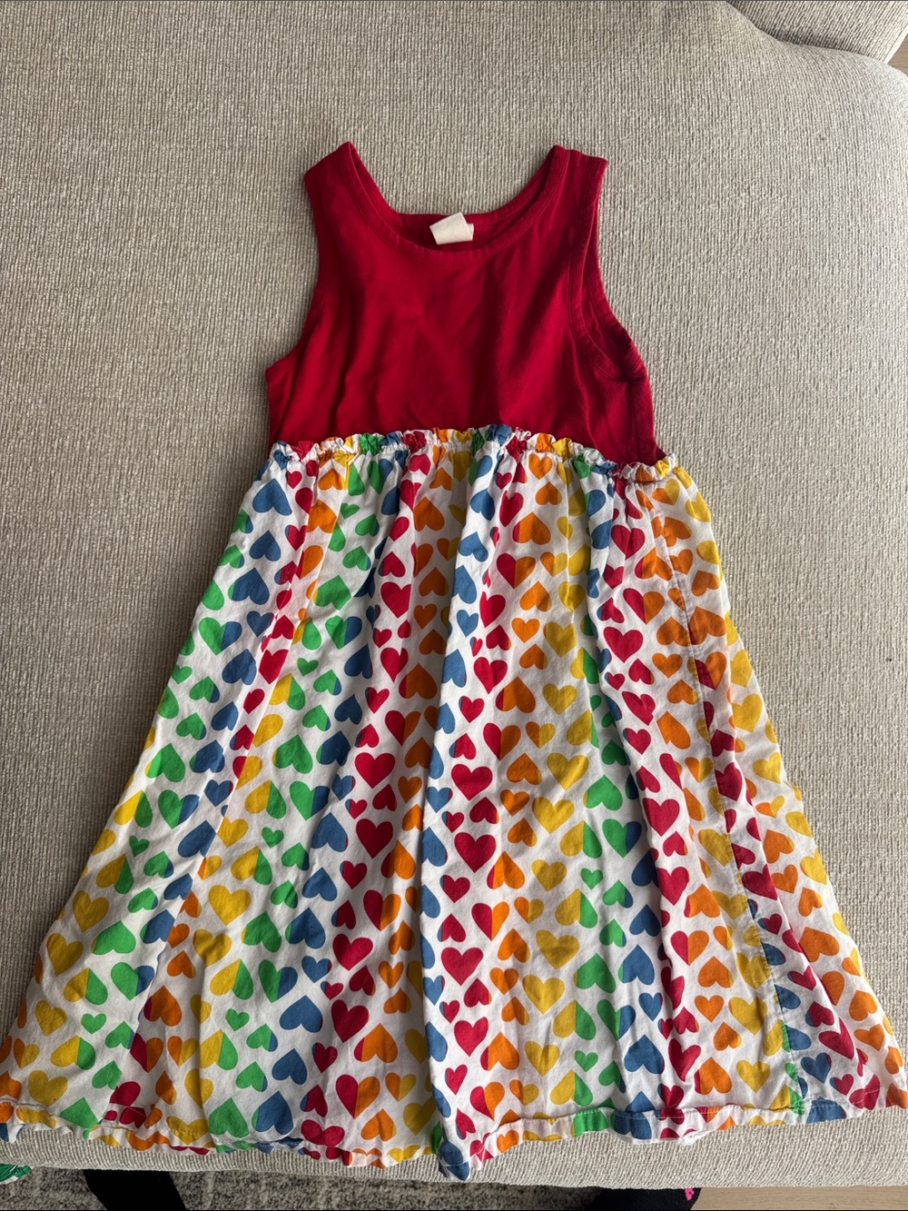 Tucker+TateGirls Red Tank Top Dress with Rainbow Heart Skirt